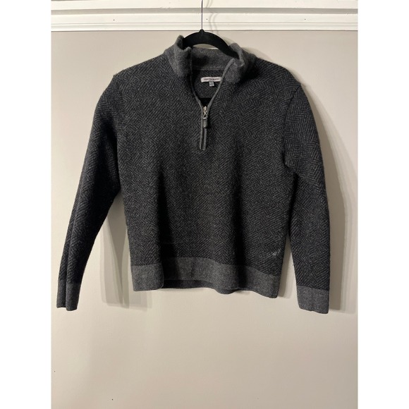 Johnston & Murphy Other - Johnston & Murphy Mens Gray Herringbone Quarter Zip Pullover Sweater Large